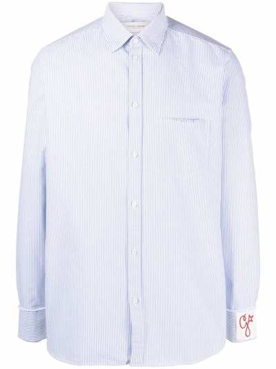 Golden Goose Deluxe Brand Striped Buttoned Shirt In Bianco