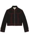Gucci Viscose Canvas Bomber Jacket In Nero
