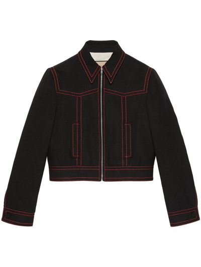Gucci Hollywood Babylon-sequinned Denim Jacket In Nero