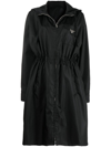 Prada Re-nylon Drawstring Hooded Coat In Nero