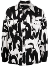 Alexander Mcqueen Exploded Graffiti Denim Overshirt In Bianco
