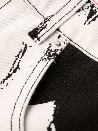 Alexander Mcqueen Mcqueen Graffiti Workwear Jeans In White Black