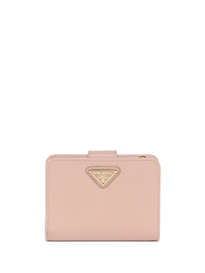 Prada Small Saffiano Leather Wallet In Beige
