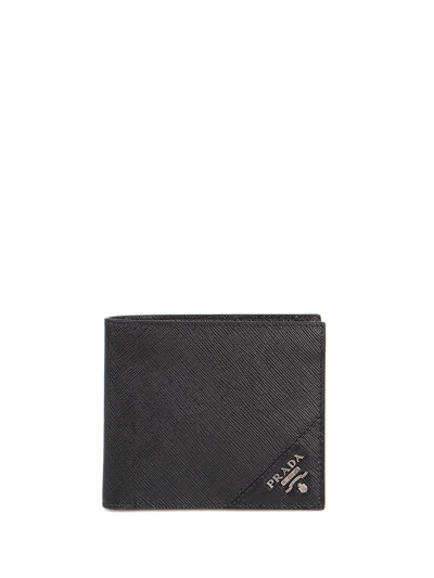 Prada Saffiano Leather Wallet In Nero