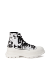 Alexander Mcqueen Tread Slick Mcqueen Graffiti Boots In White In Bianco