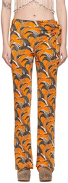 Rabanne Printed Stretch-jersey Trousers In V809 Pastel Orange