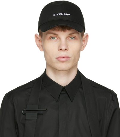 Givenchy Black Embroidered Cap In 001 Black