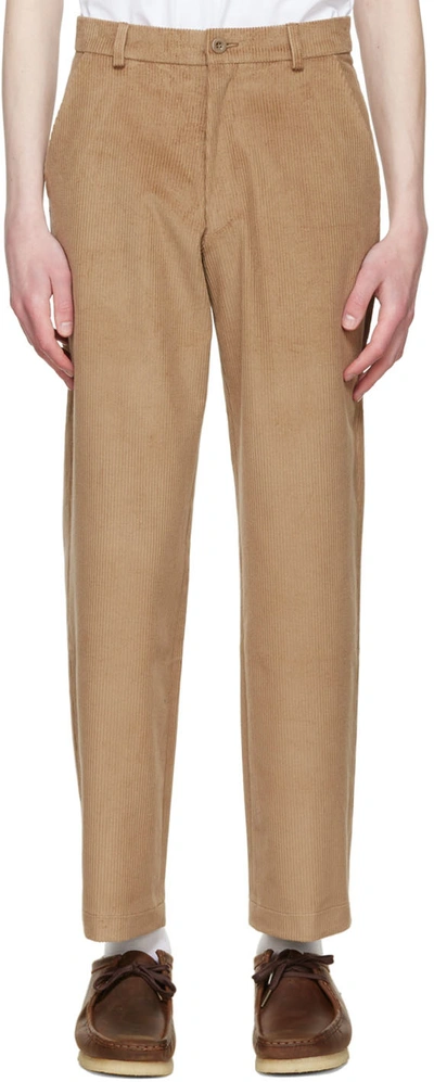 Manors Golf Brown Cotton Pants In Fawn