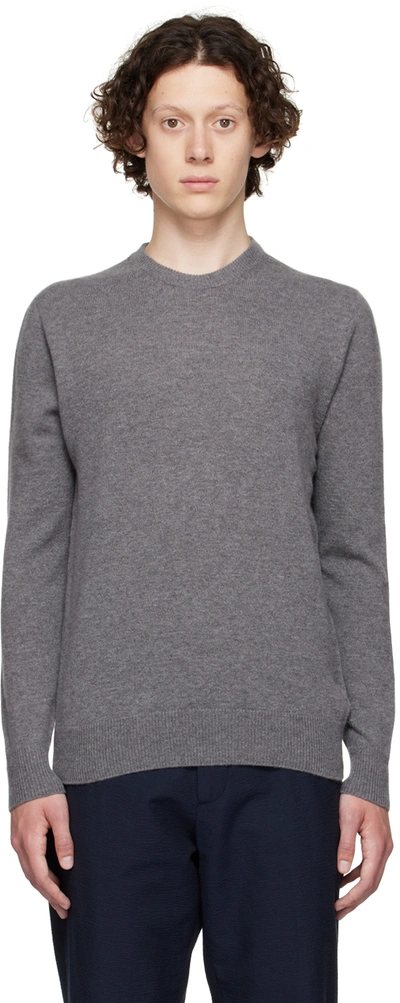 Ferragamo Fine-knit Ribbed-trim Jumper In Grey