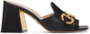 Gucci Horsebit 75 Flared-heel Leather Mules In Nero