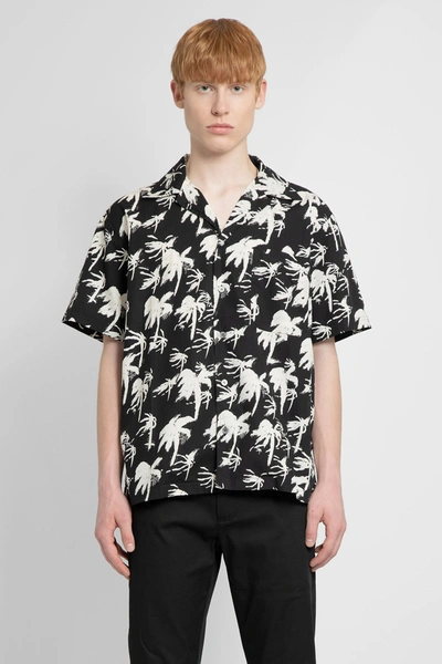 Department Five Department 5 Black Short Sleeved Shirt With Palms In Multicolor