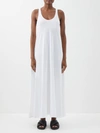 Another Tomorrow Racerback Jersey Dress In White