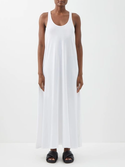 Another Tomorrow Racerback Jersey Dress In White
