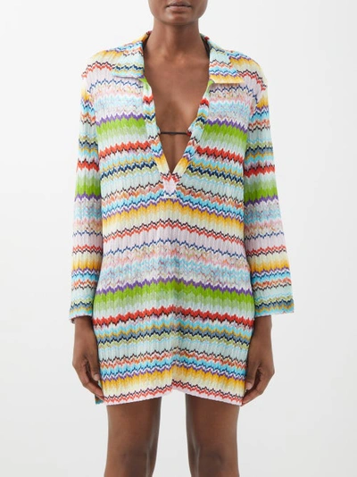 Missoni Mare Striped Crochet-knit Kaftan In Multi