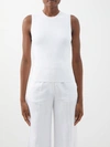 Another Tomorrow Ribbed-knit Tank Top In White