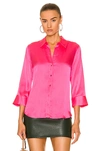L Agence Dani Three-quarter Sleeve Silk Blouse In Rose