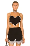 Area Heart-motif Crystal-embellished Top In Black