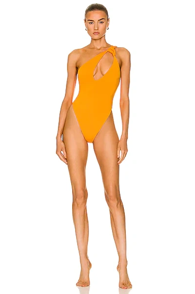 Aexae One-shoulder Cut-out One-piece Swimsuit In Orange
