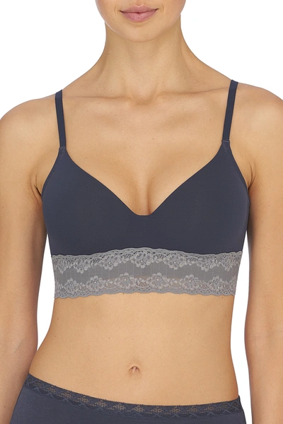 Natori Bliss Perfection Contour Soft Cup Wireless Bra (36d) In Ash Navy/anchor