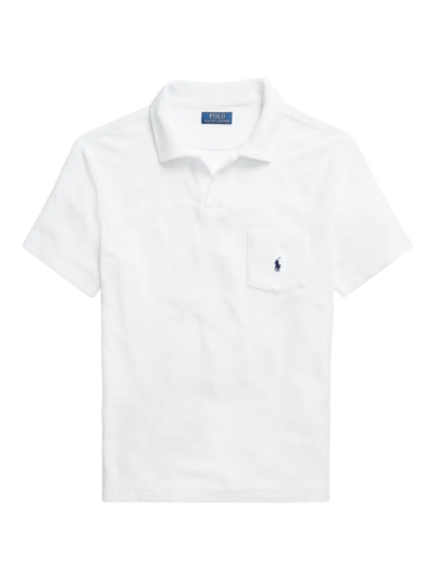 Polo Ralph Lauren Cotton Blend Terry Solid Custom Slim Fit Polo Shirt In White