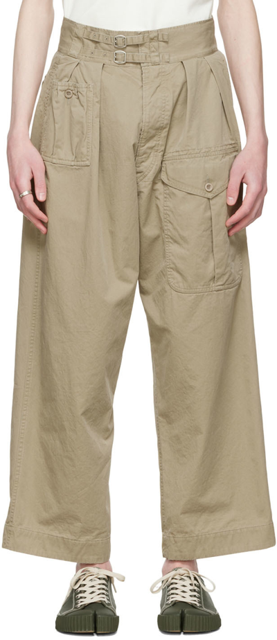 Maison Margiela Double-buckled Strap Straight Leg Cargo Pants In Beige