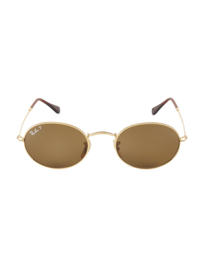 Ray Ban Rb3457 51mm Oval Sunglasses In Gold Flash