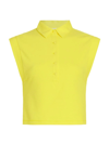 Rag & Bone Mckenna Cap Sleeve Half-button Front Polo Shirt In Yellow