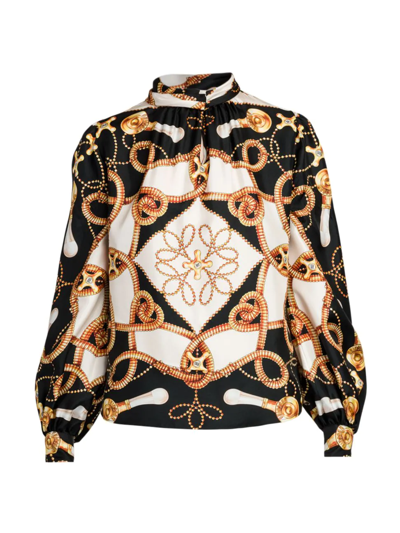 Moschino Couture Silk Blouse With Barocco Motif In Fantasy Print Black