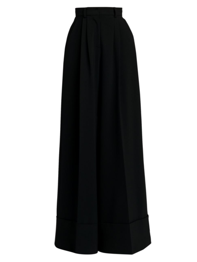 Moschino Pleated High-waisted Wide-leg Trousers In Black