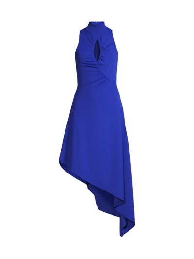 Black Halo Sully Keyhole Asymmetric Midi Dress In Blue