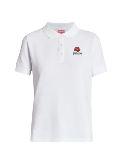 Kenzo Crest Logo Polo Shirt In White