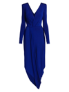 Emporio Armani V-neck Draped Jersey Dress In Cobalt