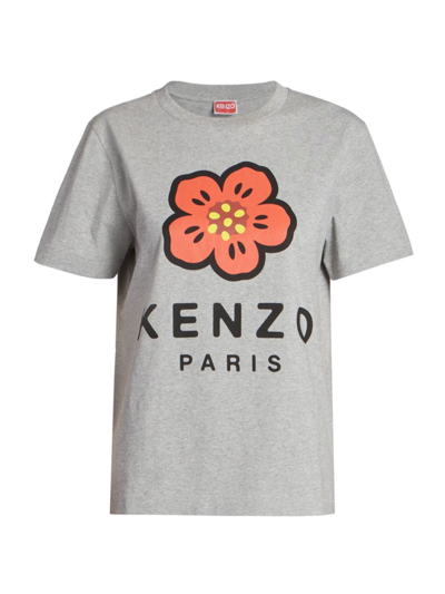 Kenzo Short-sleeve Graphic Logo T-shirt In Pearl Grey