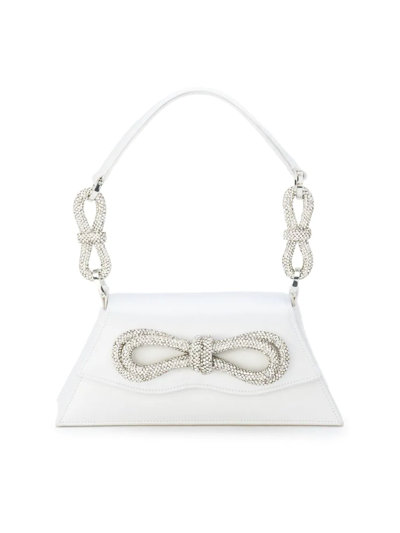 Mach & Mach Mini Samantha Satin Top Handle Bag W/bow In White