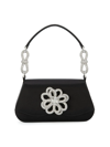 MACH & MACH WOMEN'S CRYSTAL-EMBELLISHED FLOWER SATIN TOP HANDLE BAG