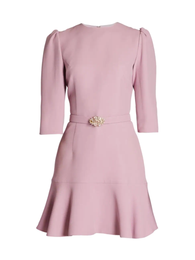 Andrew Gn Crystal-belted Flounce-hem Mini Dress In Parme Pink