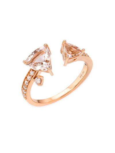 Hueb Women's Mirage 18k Rose Gold, Diamond & Rose Morganite Open Ring