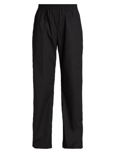 The Row Mercedes Straight-leg Cotton Voile Pull-on Pants In Black