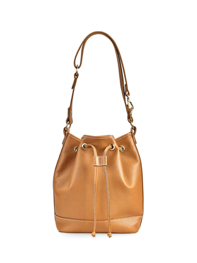 Gigi New York Cassie Drawstring Leather Bucket Bag In Brown