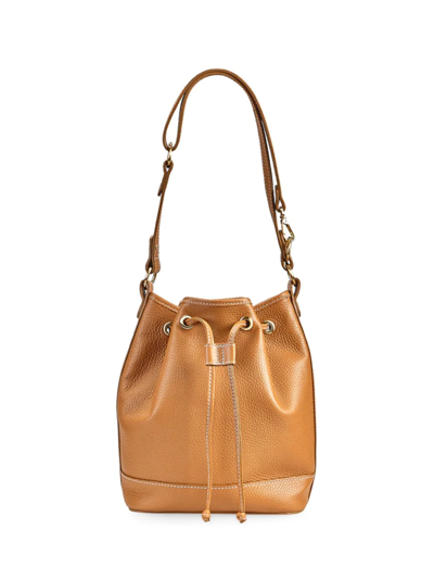 Gigi New York Cassie Drawstring Leather Bucket Bag In Tan