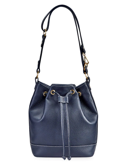 Gigi New York Cassie Leather Bucket Bag In Navy