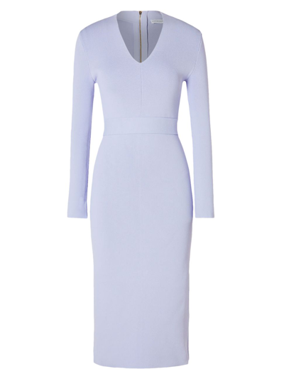 Scanlan Theodore Belted Long-sleeve Midi-dress In Lilac