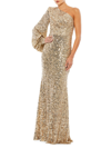 Mac Duggal Metallic One-shoulder Gown In Gold