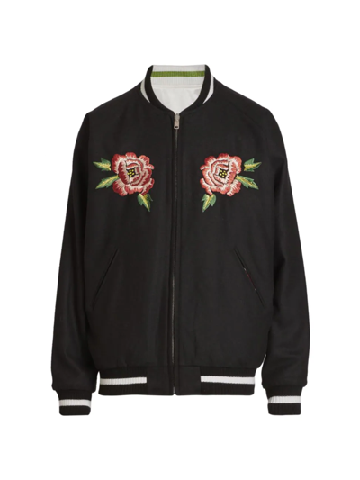 Kenzo France Japan Double-face Embroidered Bomber Jacket In Black