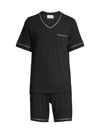 Cosabella Men's 2-piece Bella V-neck T-shirt & Shorts Pajama Set In Black Ivory