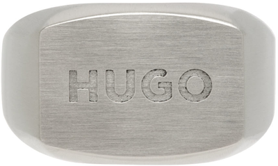Hugo Silver Logo Ring In 42 Silver