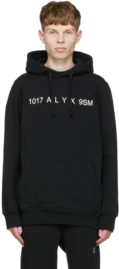 Alyx Logo-embellished Relaxed-fit Cotton-jersey Hoody In Black