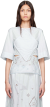 Ganni Broderie Anglaise Cotton Blouse In 628 Illusion Blue