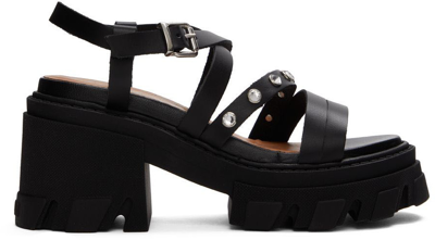 Ganni Black Leather Heeled Sandals