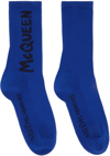 Alexander Mcqueen Blue Graffiti Socks In 4368 Royal/blue